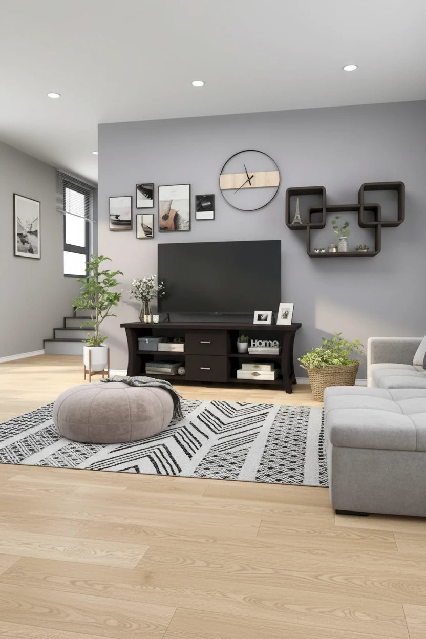 Lynarra Contemporary 2-Drawer TV Console with Open Shelving by Furniture of America