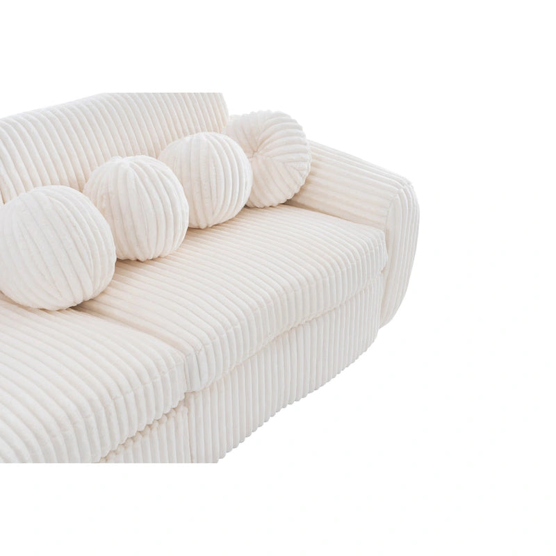 84,4 cm sofa 3-osobowa sztruksowa z ramą z litego drewna, wygodnymi poduszkami