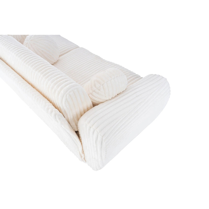 84,4 cm sofa 3-osobowa sztruksowa z ramą z litego drewna, wygodnymi poduszkami