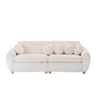 84,4 cm sofa 3-osobowa sztruksowa z ramą z litego drewna, wygodnymi poduszkami