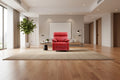 Faux Leather Upholstered Reclining Chair with Padded Arms - 39 - Red