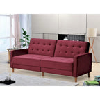 Rozkładana sofa welurowa z pikowaniem