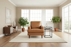 Ivy Living Cassia Top Grain Leather Chair With Feather, Memory Foam and Springs